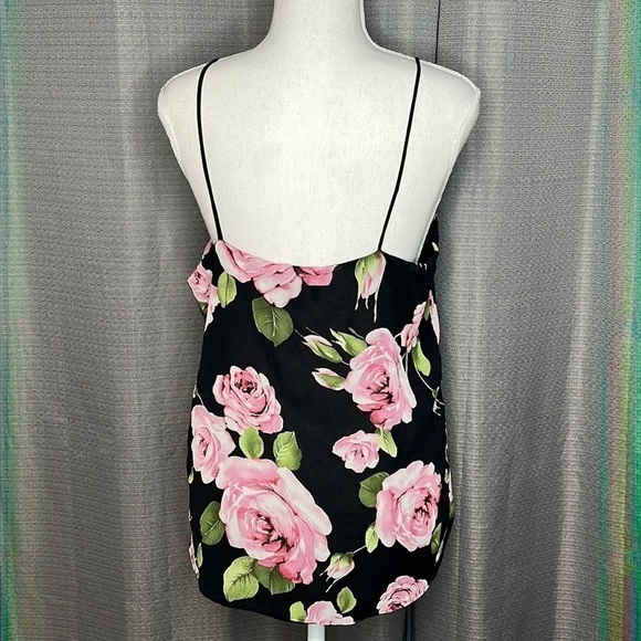 LUMIÈRE BLACK FLORAL TANK TOP MEDIUM BLOUSE - Picture 4 of 7